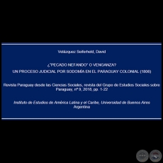 ¿“PECADO NEFANDO” O VENGANZA? UN PROCESO JUDICIAL POR SODOMÍA EN EL PARAGUAY COLONIAL (1806) - Por DAVID VELÁZQUEZ SEIFERHELD - Año 2018